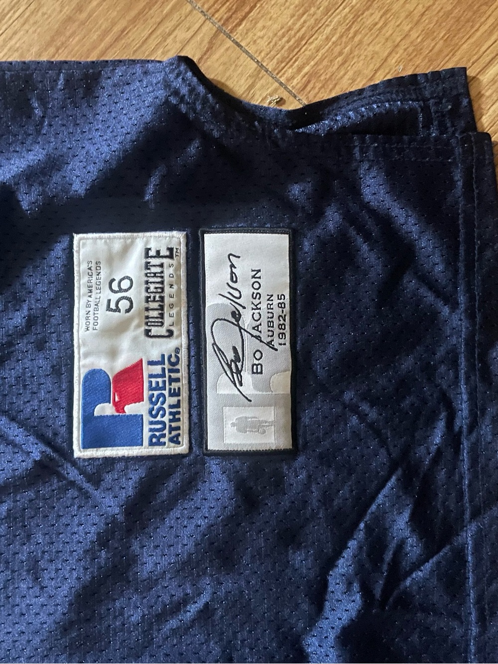 Russell Athletic Navy and White Men's Football Jersey with Patch
